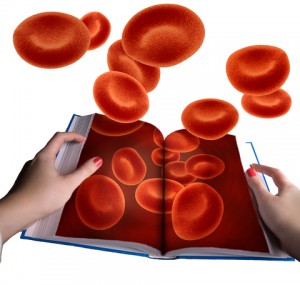 Red blood cells escaping medical book